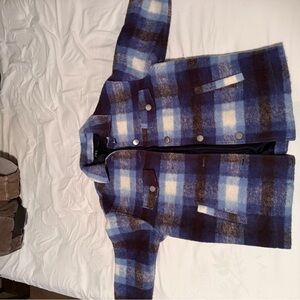Zara Blue and Brown Checkered Jacket